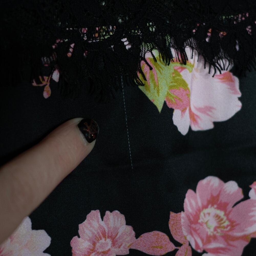 For Love & Lemons Melrose Slip Skirt Black Floral Sheer Lace Waist SZ M - Picture 8 of 9